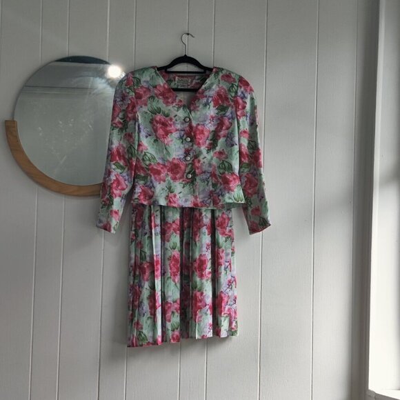 Talbots Floral Pleated Maxi Skirt with Jacket. Maggie Boutique Sz10 - Picture 4 of 6